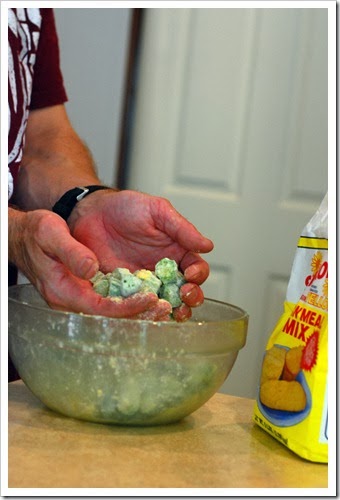 hubby frying okra