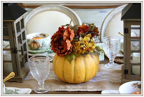 Pumpkin Centerpiece-French Country- Farmhouse-Fall Dining Room-From My Front Porch To Your