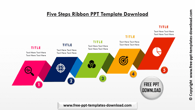 Five Steps Ribbon PPT Template Download