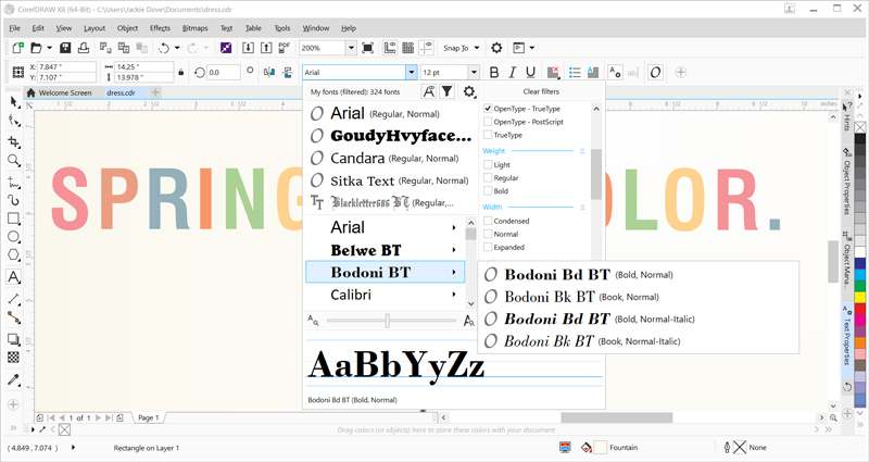 CorelDRAW X8 - Corel Font Management