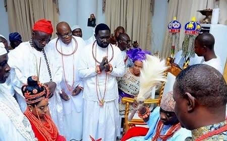 See Photos Of Ooni of Ife With His New Wife At Their Traditional Wedding
