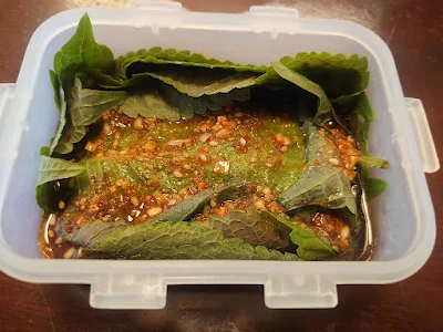 エゴマの葉の醤油漬け
