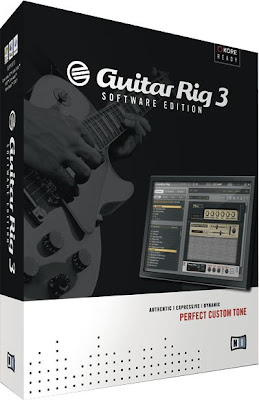 Caja con la que se distribuye el software de emulación de sonidos de guitarra Guitar Rig 3