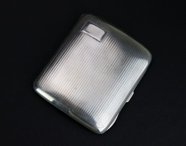 ANTIQUE 20thC ART DECO SOLID SILVER SECRET COMPARTMENT CIGARETTE CASE c.1925 