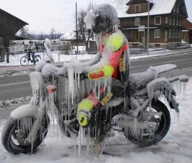 Frozen Motorcyclist