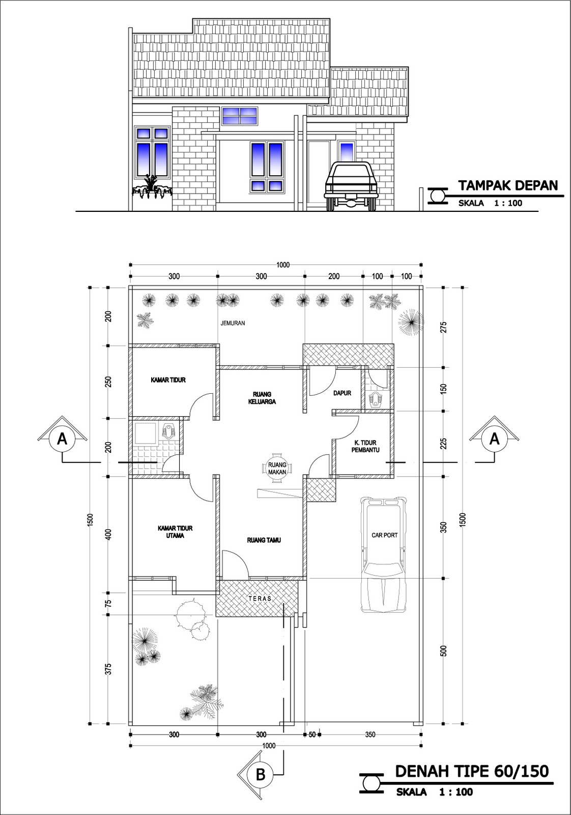 Ide Contoh Desain Dan Denah Rumah Minimalis Type 60 1 Dan 2 Lantai