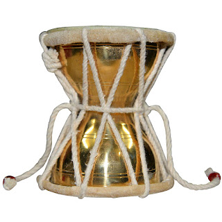 DronaCraft Damru Hand Percussion Indian Musical Instrument in Brass for Kids