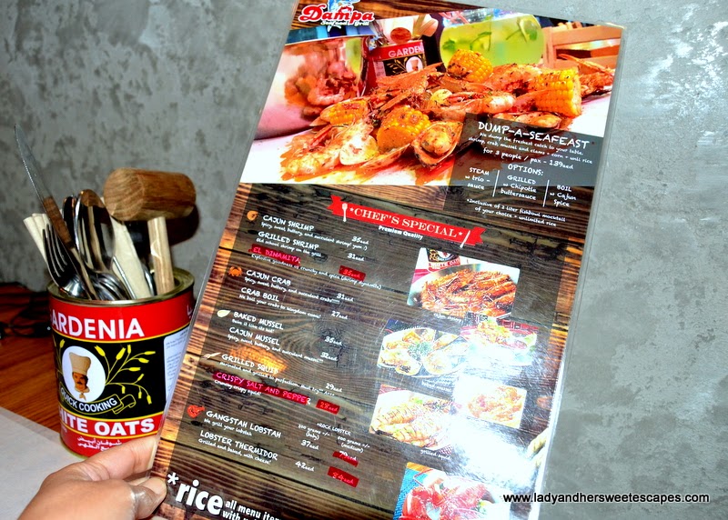 Dampa Restaurant Dubai menu