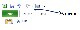 excel camera tool quick access