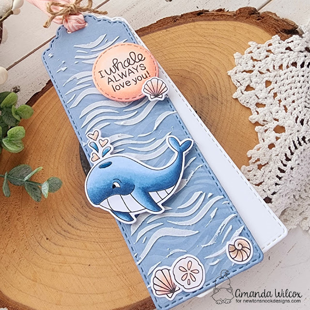 I Whale Always Love You Bookmark Tag by Amanda Wilcox | Tides of Love Stamp Stamp Set, Bookmark Die Set and Waves Stencil by Newton's Nook Designs #newtonsnook #handmade