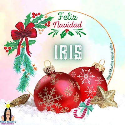 Solapín navideño del nombre Iris para imprimir