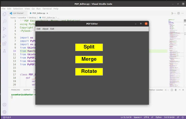 pdf editor in python which can split, merge and rotate pdfs