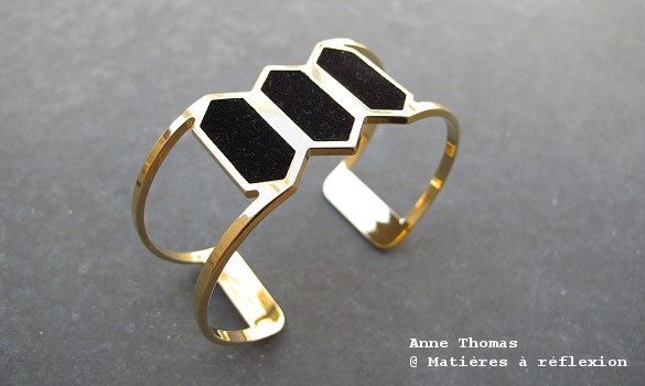 Anne Thomas Bracelet Hexagone noir