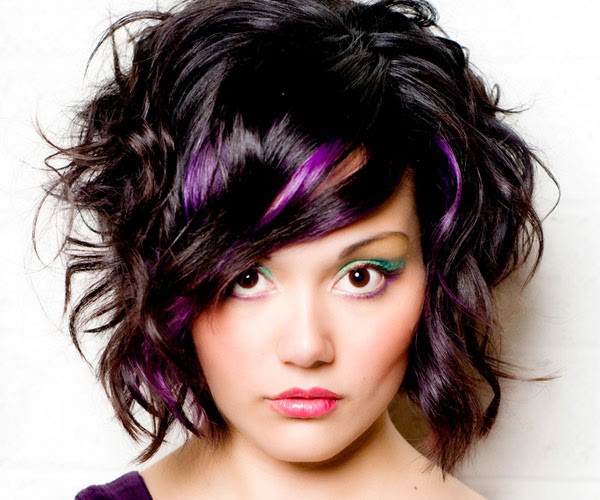 Black Hair Purple Highlights Hairstyle Pictures