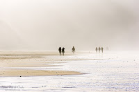 Gente paseando en la playa