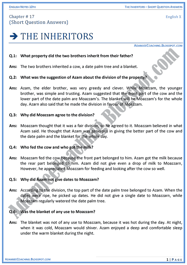 the-inheritors-question-answers-english-x