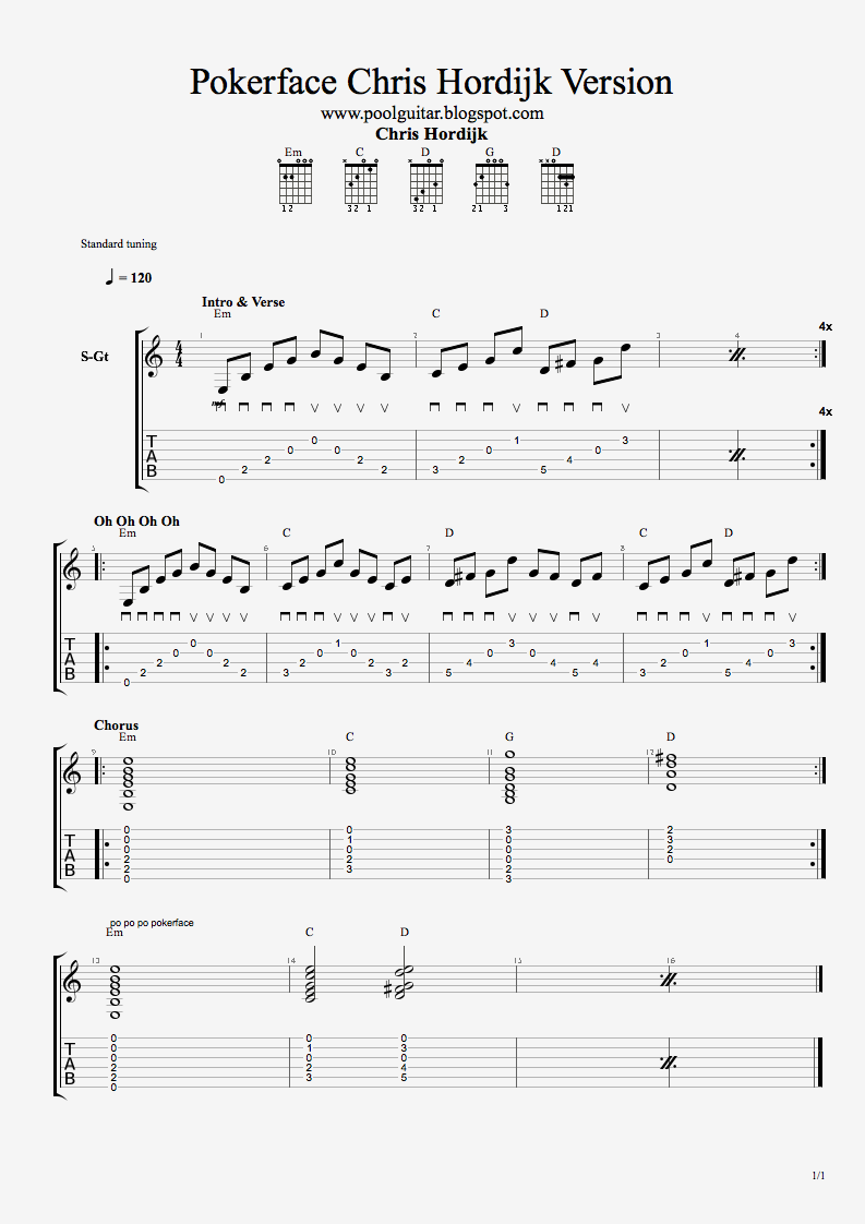 Pokerface chords