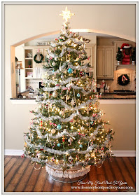 Christmas Tree-Farmhouse Vintage Christmas Living Room- From My Front Porch To Yours