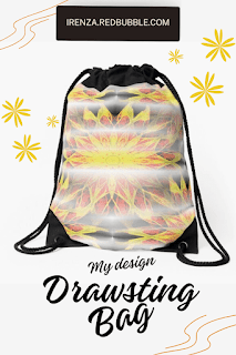 Fire flower in fog Drawstring Bags.