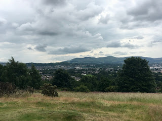 View of the city and Pentlands from Corstophine Hill.