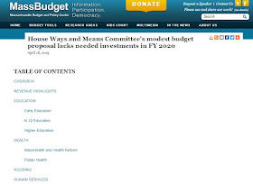 MassBudget: HWM Committee's modest budget proposal lacks needed investments in FY 2020