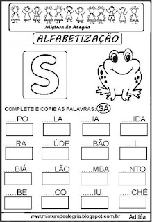 Atividades de alfabetização letra S