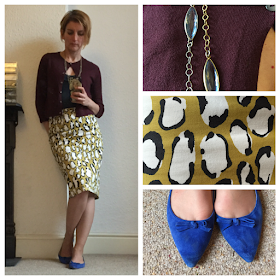 Boden cardigan and skirt, Zara shoes