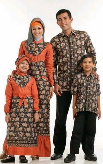 Contoh Baju Batik Muslim Anak  Perempuan dan Laki laki 