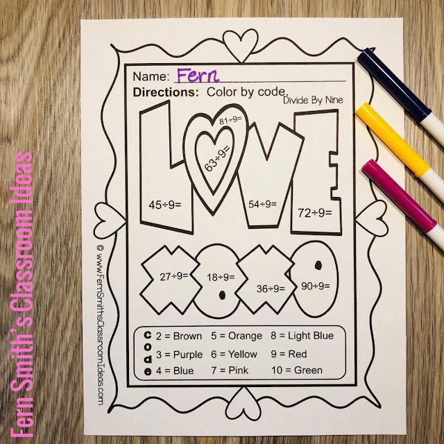 Click Here to Get These St. Valentine's Day Color By Number Addition, Subtraction, Multiplication, and Division FUNKY Valentines Themed Printables Bundle Resource for Your Classroom Today!