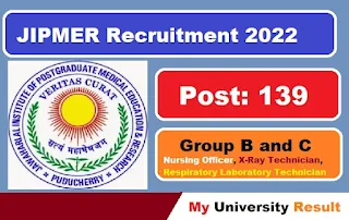 JIPMER Recruitment 2022 » Apply Online for 139 Group B and C Post