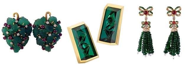 Luxury earrings with emeralds