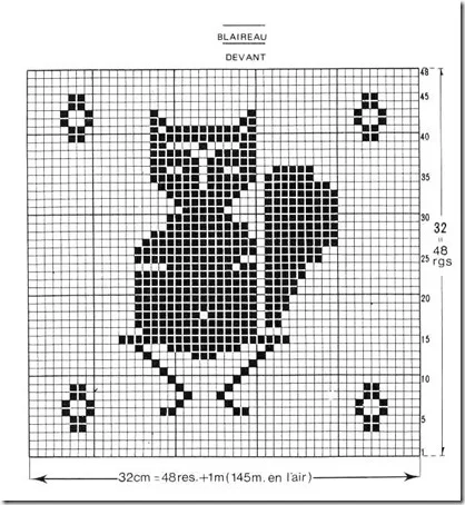 siluetas gatos punto de cruz monocromo  (13)
