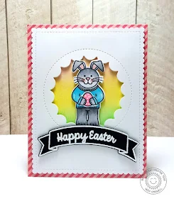 Sunny Studio: Easter Bunny Card by Heidi Criswell (using Sending My Love, A Good Egg & Sunny Borders stamps) 