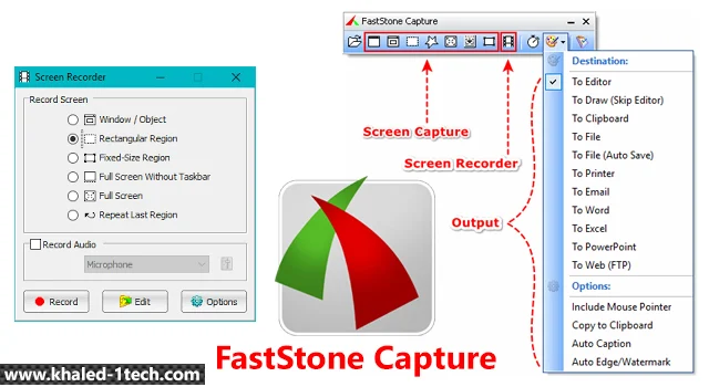 أفضل برنامج تسجيل شاشة الكمبيوتر FastStone Capture-Screen Recording-Game Recording-Device Recording