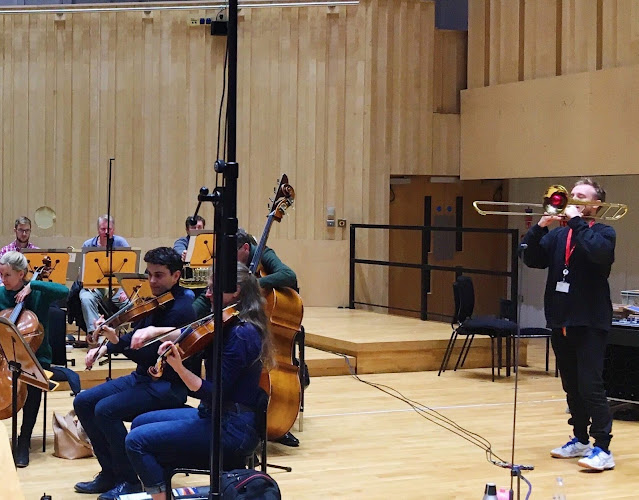 Alex Paxton recording with the Royal Scottish National Orchestra