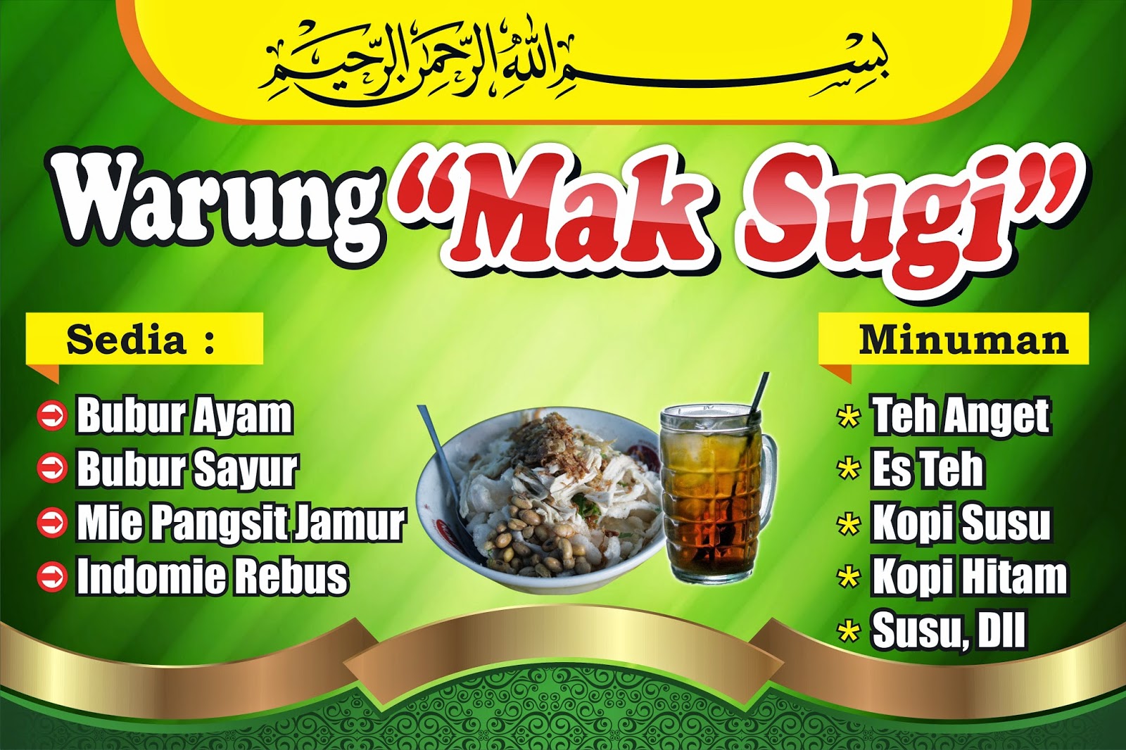 Gambar Desain Banner Warung Makan Cdr  MSO Excel 101