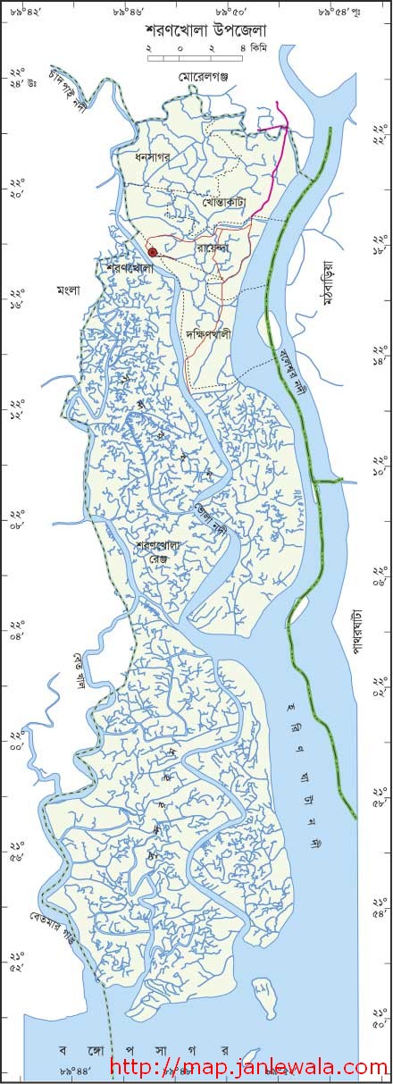 শরণখোলা উপজেলা মানচিত্র, বাগেরহাট জেলা, বাংলাদেশ