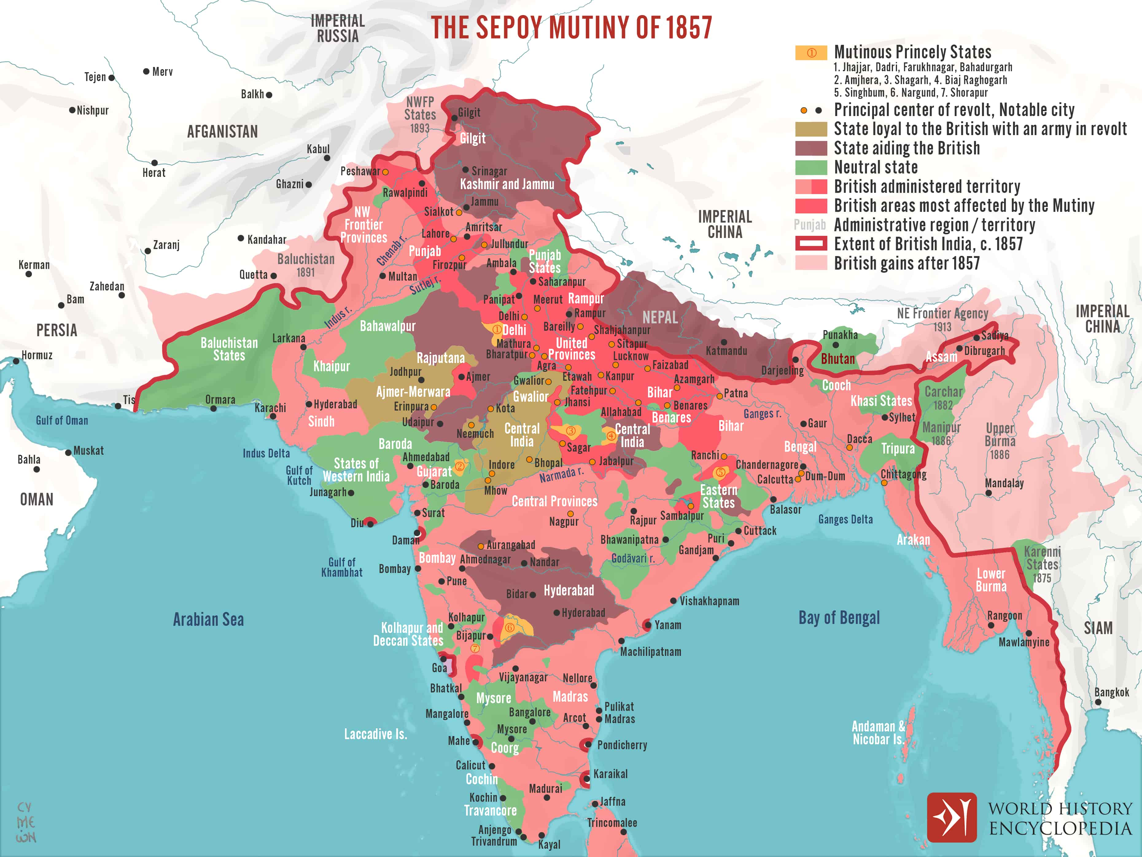 the sepoy mutiny map