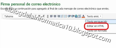 Crear firma HTML para correo (Hotmail)