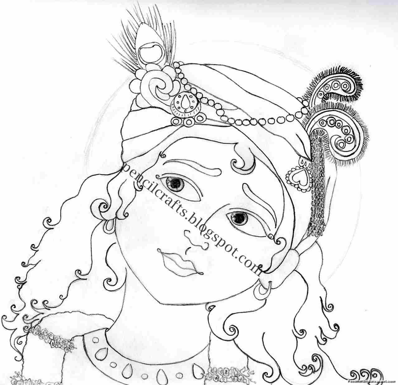 Easy and Simple Beautiful Pencil Drawings of Krishna