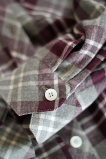 Mood Fabrics' plaid flannel Archer shirts- cuff