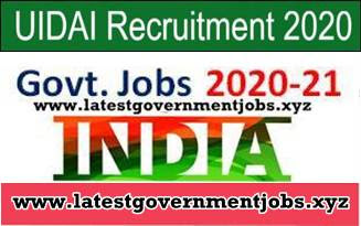 Aadhar Recruitment 2020 for offline application @UIDAI.GOV.IN