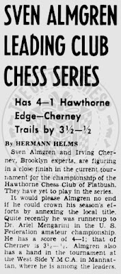 1943, Sven Almgren Leading Club Chess Series.