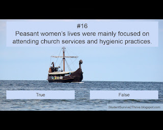 Peasant women’s lives were mainly focused on attending church services and hygienic practices. Answer choices include: true, false