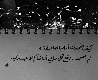 كيف صمدتِ أمام العاصفة؟ لم أصمد.. وقع كل مابي أرضاً إلا جسدي