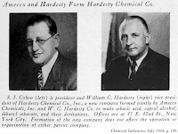 William C. Hardesty in 1944 press release issued by Hardesty Chemical Company. Portraits of two executives.