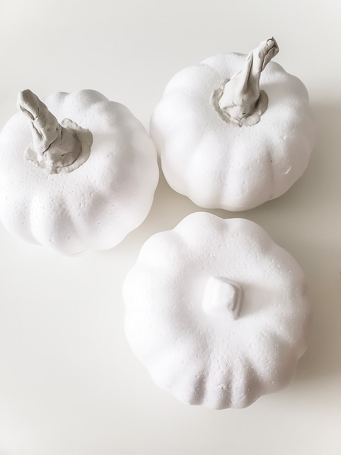 realistic clay stems wrap around dollar store foam pumpkin stem