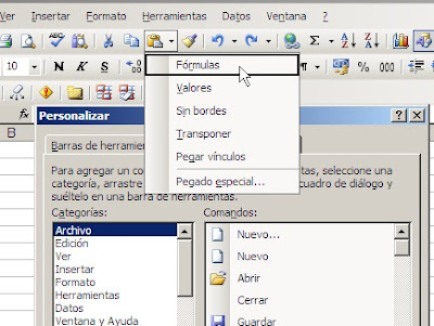 Excel pegar fórmulas