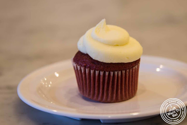 image of red velvet cupcake at Molly's cupcakes in the West Village, NYC, New York