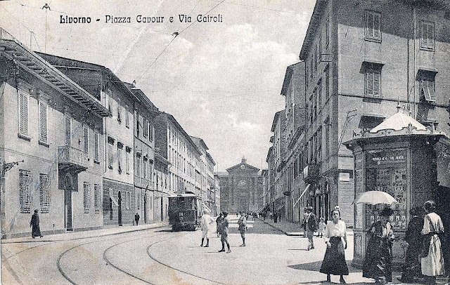 Vintage postcard, via Magenta, Livorno